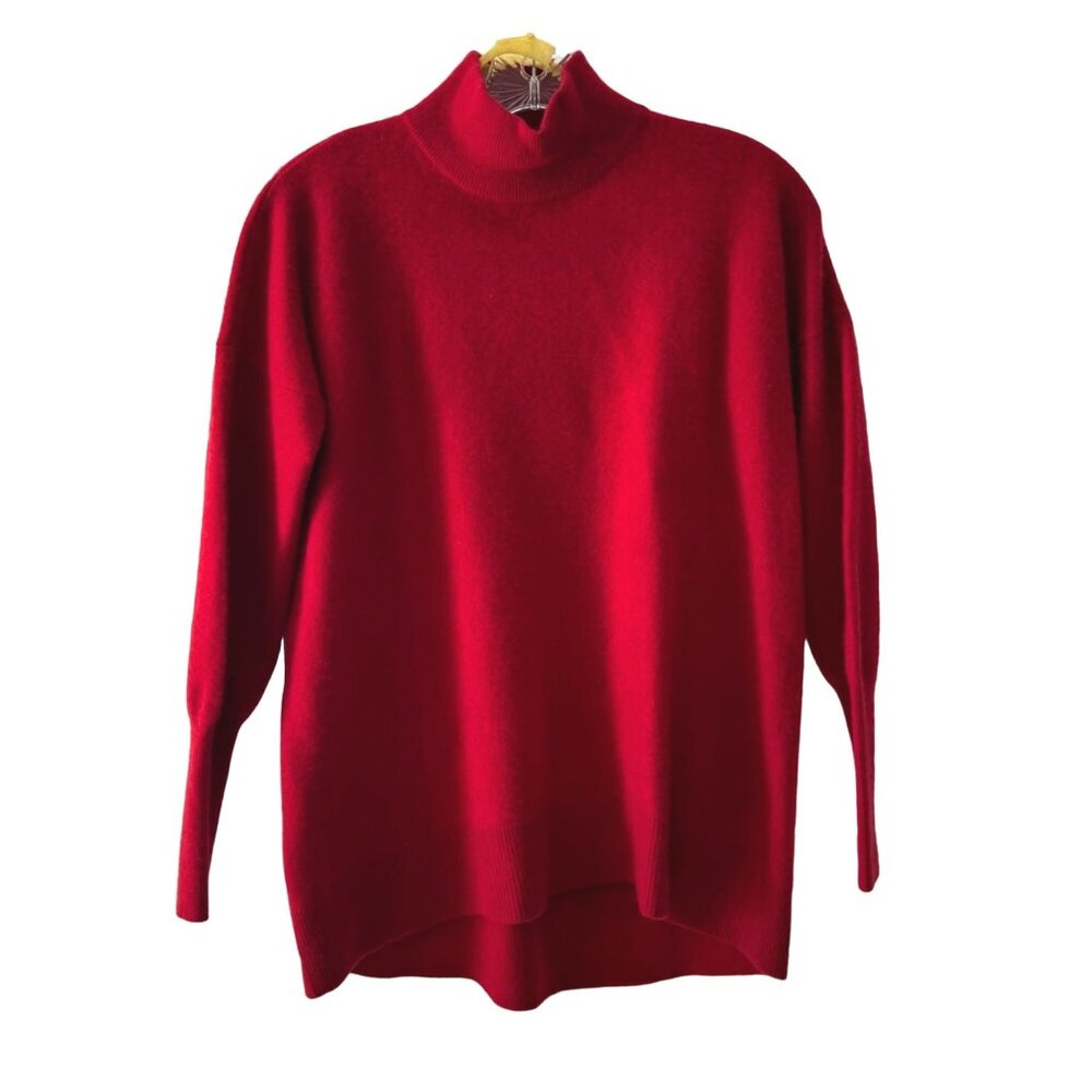 Pure Collection 100% Cashmere Women's Red Mock neck Pull Over Sweater, Size 6